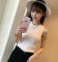 Áo thun nữ tay dài Hàn Quốc 2019 áo thun không tay mùa hè Áo thun mỏng bên trong mặc áo dệt kim - Áo ba lỗ đồ mặc nhà