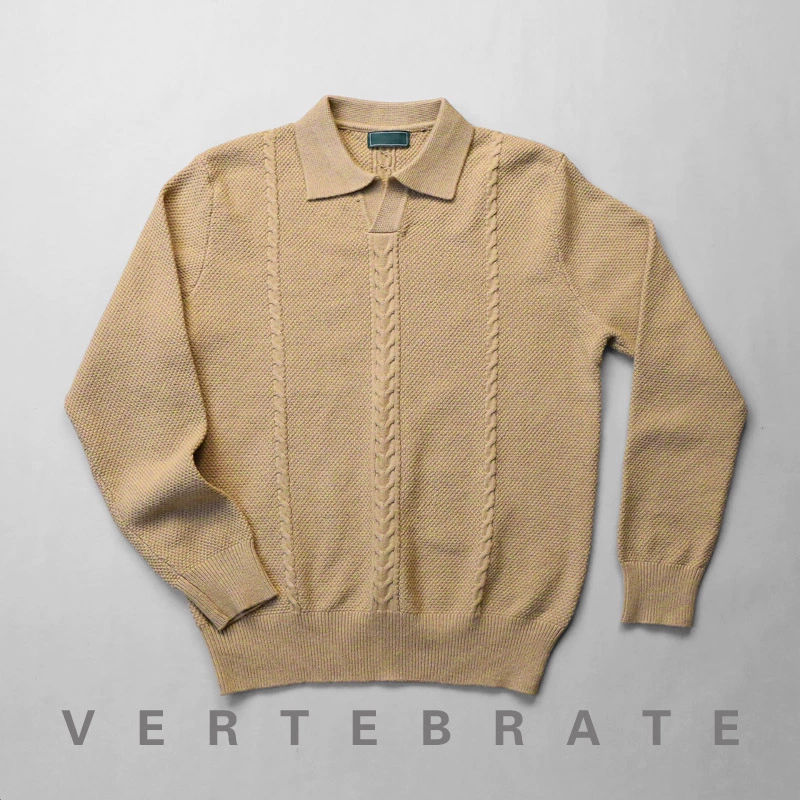 Vertebrate nam retro văn học đan áo len dày kim áo len thanh niên mùa thu và mùa đông vuông cổ áo len - Áo len