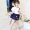 Quần áo bé gái thời trang hè 2018 mới ngoại ngoại thời trang Hàn Quốc trẻ em lớn tay ngắn giản dị hai mảnh