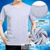 Đàn ông cotton lỏng và người trung niên cộng với phân bón để tăng chiếc áo sơ mi cổ tròn cổ áo sơ mi mồ hôi vest nam tay áo ngắn - Lót ao thể thao