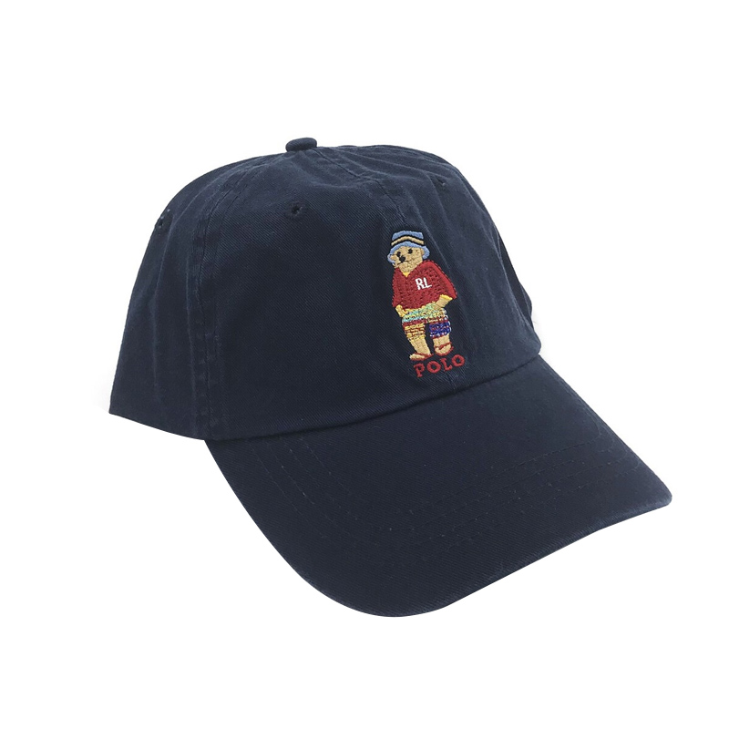 Beach Bear & Dark BluePolo Bear Hat female Chaopai ins Paul Baseball cap male leisure time peaked cap Sun hat RL Export