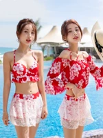 Bộ đồ bơi bikini siêu gợi cảm áo tắm ba mảnh chia áo tắm nữ bảo thủ ngực nhỏ đã che bụng mỏng gợi cảm - Bộ đồ bơi hai mảnh áo hai mảnh