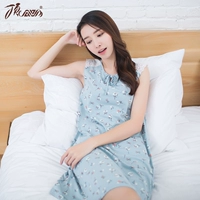 Top 呱呱 không tay nightdress nữ mùa hè cotton Hàn Quốc phiên bản của lỏng tươi chính thức có thể mặc đồ ngủ nữ mùa hè cửa hàng flagship đầm nữ de thương