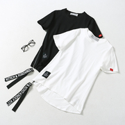 Nam cotton ngắn tay T-Shirt Hàn Quốc phiên bản của các vành đai lỏng vải nam giới và phụ nữ những người yêu thích giản dị đáy áo sơ mi W8C433