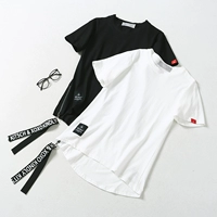 Nam cotton ngắn tay T-Shirt Hàn Quốc phiên bản của các vành đai lỏng vải nam giới và phụ nữ những người yêu thích giản dị đáy áo sơ mi W8C433 áo unisex form rộng