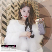 Áo lông nữ ngắn đoạn mùa thu và mùa đông dày ấm 2018 phiên bản Hàn Quốc mới của áo khoác lông cáo giả lông trắng