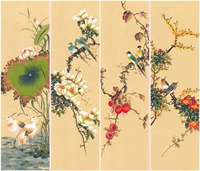 Четырехкратный китайский бутик -бутик четырехкратных цветов и птиц [Птичья птица.