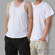 2 cái của người đàn ông trung niên của bông vest nam cotton áo cộng với phân bón để tăng của nam giới lỏng vest