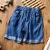 Trai quần short denim 2018 mùa hè trẻ em mới của sét thêu quần chân rộng trong cậu bé lớn mềm quăn quần bãi biển Quần jean