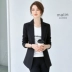 Áo khoác vest nữ dài 2018 mới công sở thời trang công sở eo thon sơ mi đen dài tay áo vest nữ hàn quốc Business Suit