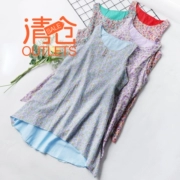 V7 retro phong cách Nhật Bản và Hàn Quốc cao đẳng gió gió in hoa vest váy xiên hem bông sling dress nữ