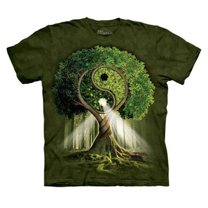 Hoa Kỳ THE MOUNTAIN Sáng Tạo Tai Chi Yin Yang Mô Hình Cây Nam Giới và Phụ Nữ Vài Ngắn Tay Áo In T-Shirt