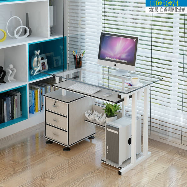 1.1m white glass 3 drawers