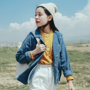 Huaji Y463 văn học retro nhung kẻ ngắn áo khoác nữ nhỏ màu trắng giản dị hàng đầu gió lười 0822