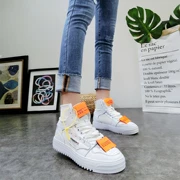 Hàn quốc phiên bản của năm 2018 da mới da tinh khiết ren giày cao sneakers giày thường giày nhỏ màu trắng giày phẳng phụ nữ giày