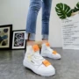 Hàn quốc phiên bản của năm 2018 da mới da tinh khiết ren giày cao sneakers giày thường giày nhỏ màu trắng giày phẳng phụ nữ giày giày sneaker nữ