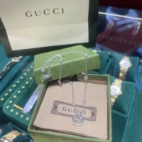 Gucci, цепочка до ключиц, ожерелье, подвеска для влюбленных, со снежинками, серебро 925 пробы