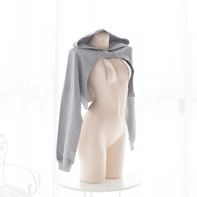 七了个三 开胸潮卫衣百搭落肩连帽休闲宽松镂空运动风长袖卫衣-淘宝网