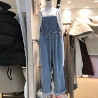 Весенние синие джинсы, штаны, подтяжки, комбинезон, коллекция 2021, эффект подтяжки, свободный крой