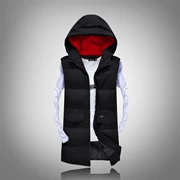 Mới mùa thu và mùa đông nam rửa lụa dày vest trùm đầu triều Slim dài xuống áo vest vest