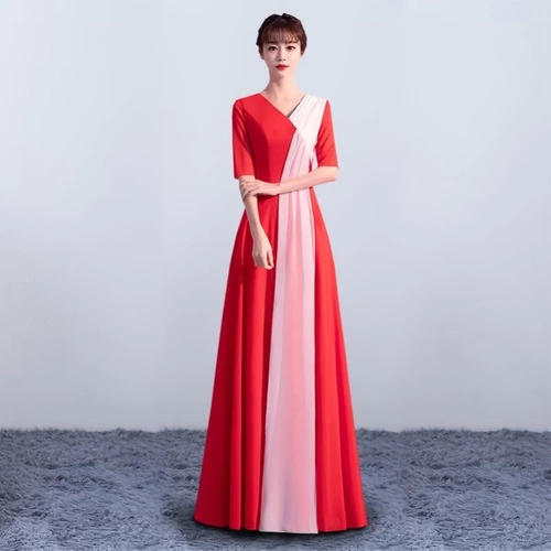 Длинная юбка Performance Chorus Performance Dress The Wame Command Group Group Sware Dress Dress Dress Fairy Подружка невесты Королева показывает высокий древний стиль