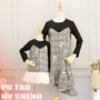 Váy bé gái mùa thu đông 2019 mới mỏng với thời trang mẹ-con cỡ lớn đồ ngủ cho cả gia đình
