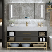Камня интегрированная нордическая легкая роскошная роскошная двойная бассейна Комбинированная шкаф для мытья лица -для мытья лица, раковина, мытья базин, бассейнская ванная комната