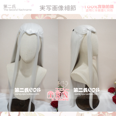 taobao agent 第二氏 Murong ancient style Hanfu model beauty tip silver white half -tie cos wig q96