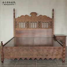 Красный кровати 东南亚风格红木硬板床bd278-8刺猬紫檀木花梨木主卧1米8双人床 Ancient and modern