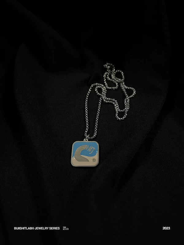 Genuine design beach enamel for experiments, stone inlay, necklace, silver 925 sample