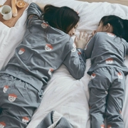 Cotton hoạt hình cotton mềm dệt kim trẻ em cha mẹ-con dịch vụ nhà bông nude ngủ mùa thu quần áo dài quần pyjama phù hợp với phụ nữ