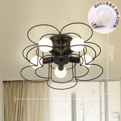 Five Leaf Flower & Five Black Heads With 9W Led TricolorNorthern Europe Simplicity Modeling lamp Ceiling lamp living room lamps Iron art a chandelier Children's room bedroom room lamps and lanterns restaurant Lighting