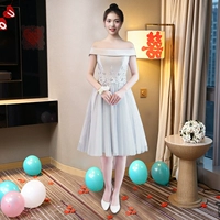 Короткий серый один плеч