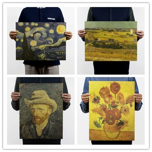 Van Gogh Monet Passasisovo и другие ностальгические коллекции рисунок ретро -масля на бумаге для кожи.