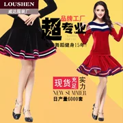 Luo Shen mùa thu và mùa đông mới trang phục múa vuông vàng hiệu suất trình diễn nhung nhà sản xuất váy khiêu vũ Latin - Quần áo tập thể hình