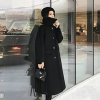 MC2019 mùa đông mới retro vuông khóa áo hai mặt trong phần dài của áo len nữ tính khí - Áo len lót đôi xu hướng áo khoác nữ 2021