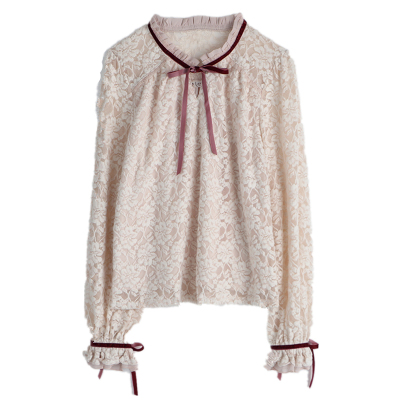 taobao agent 2019 autumn dress new style says on a single Japanese velvet strap nodes, lotus leaf collar holly -implanted fleece shirts retro inner