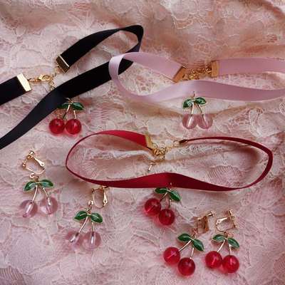 taobao agent Japanese fresh cute necklace, ear clips, choker, accessory, 2019
