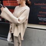 Áo len nữ 2018 thu đông phiên bản mới của Hàn Quốc áo thun rộng tay thoải mái sọc dài tay áo len