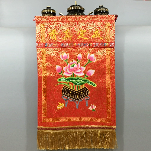 Буддийское оборудование Фухуэй, принадлежности для медитации, буддийский зал, ниша, стол, вышивка, окантовка стола, поднос для посвящения, курильница, пороховница, красное посвящение, настоящие благовония