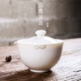 Trang chủ sứ Đức Hoa trắng sứ Kung Fu bộ ba bát bát bát trà nắp chén sứ sứ sứ bộ trà bộ ấm trà thủy tinh cao cấp