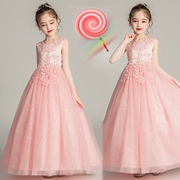 Váy bé gái Hàn Quốc đầm hồng đầm bé trai chủ nhà lớn cha mẹ con công chúa đầm mùa hè - Váy trẻ em