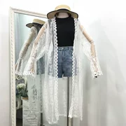 G 23 áo thun voan nữ mùa hè mới sọc crochet ren ren áo [mà không mất]