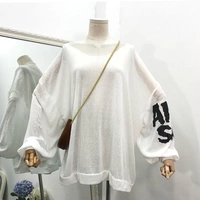 G 30 mùa hè mới thời trang hoang dã Hàn Quốc phiên bản của lỏng rộng vòng cổ đèn lồng tay áo nữ tính khí len áo len áo sơ mi thời trang nữ 2021