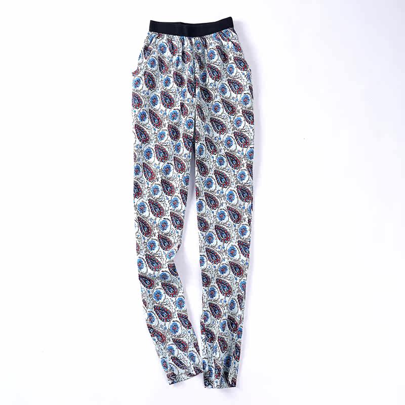 36243 mùa hè mới của phụ nữ retro gió quốc gia chân in quần phần mỏng thoải mái hoang dã quần âu ngày 23 tháng 6