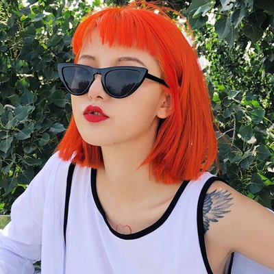 taobao agent Fashionable bangs, wig, orange helmet, internet celebrity, cosplay