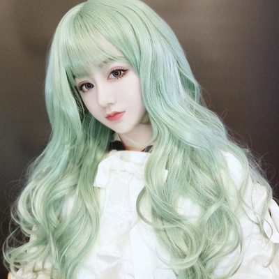 taobao agent Wavy green bangs, wig, Lolita style, curls, no trace