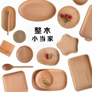 Toàn bộ gỗ! Nhật Bản phong cách khay gỗ rắn khay gỗ hình chữ nhật khay trà kích thước bạch đàn khay đĩa tráng miệng đĩa gỗ đĩa trái cây - Tấm