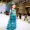 Xin chào vào loạt màu xanh hoang dã bất tử của trẻ em trang phục váy công chúa váy catwalk màu xanh lá cây chủ nhà lớn