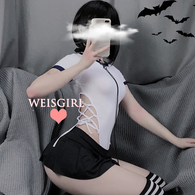 taobao agent Weisgril Japanese sailor suit Perseverance sportswear jacket Student uniforms seductive sexy mini skirt set